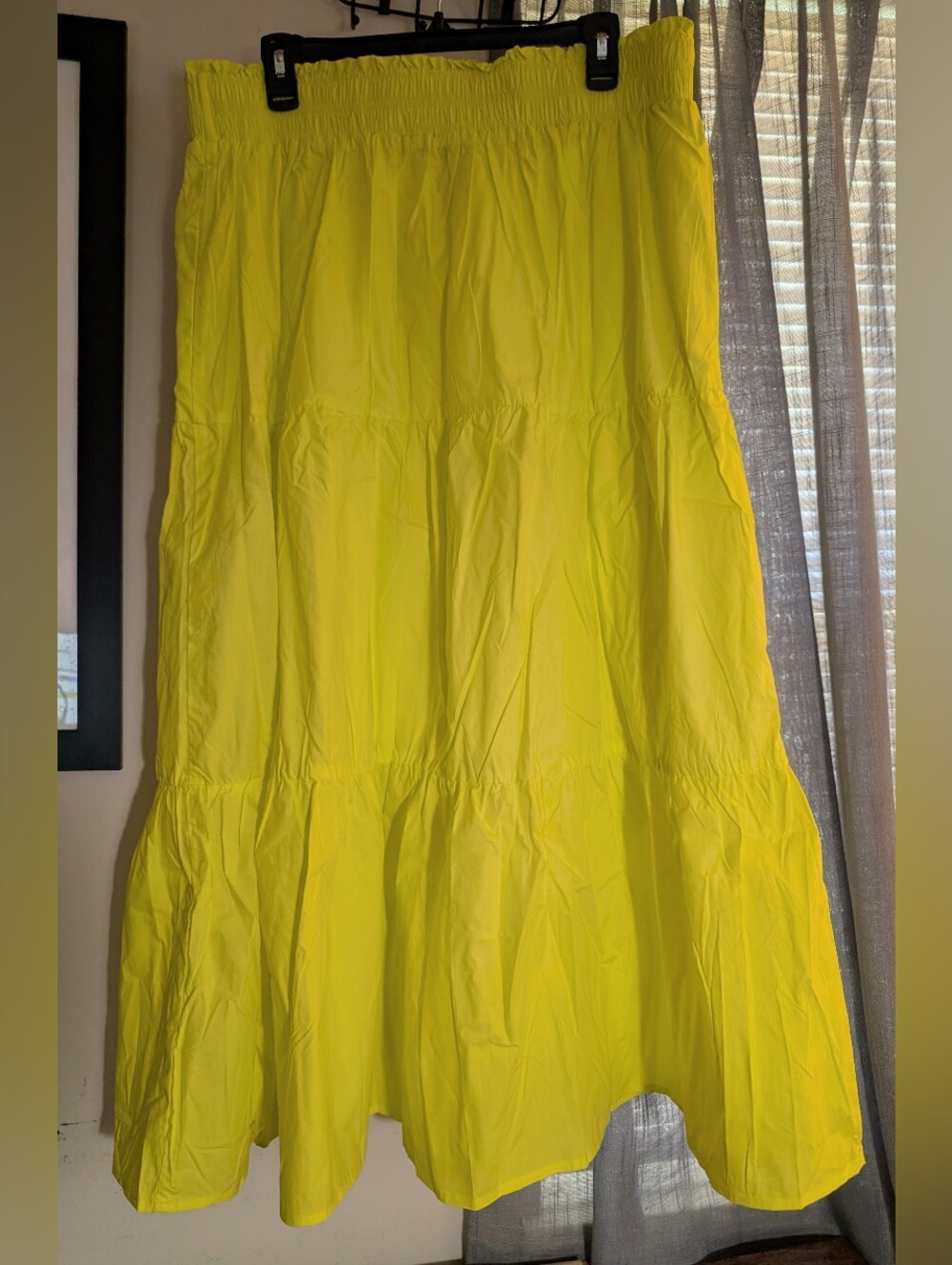 NWT Neon Yellow Tiered Maxi Skirt Skies are Blue Curvy 1X